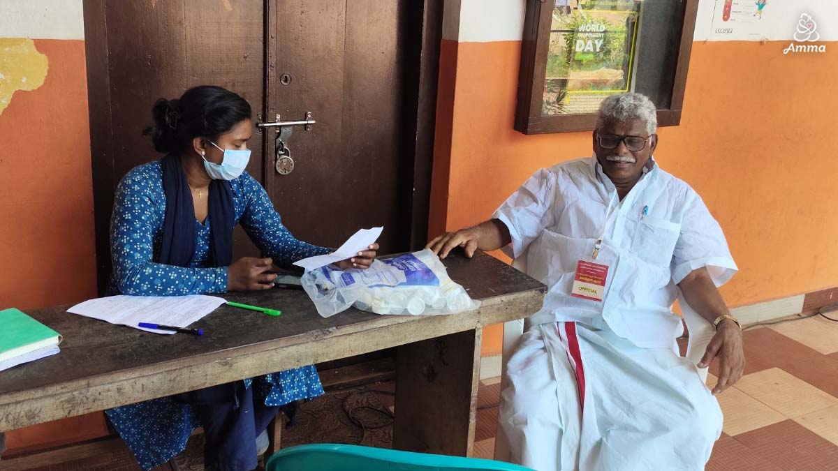 an elderly man gets tested