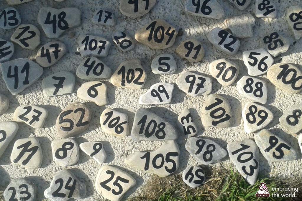 Small stones with numbers painted on them