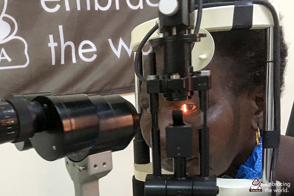 Woman has her eyesight tested