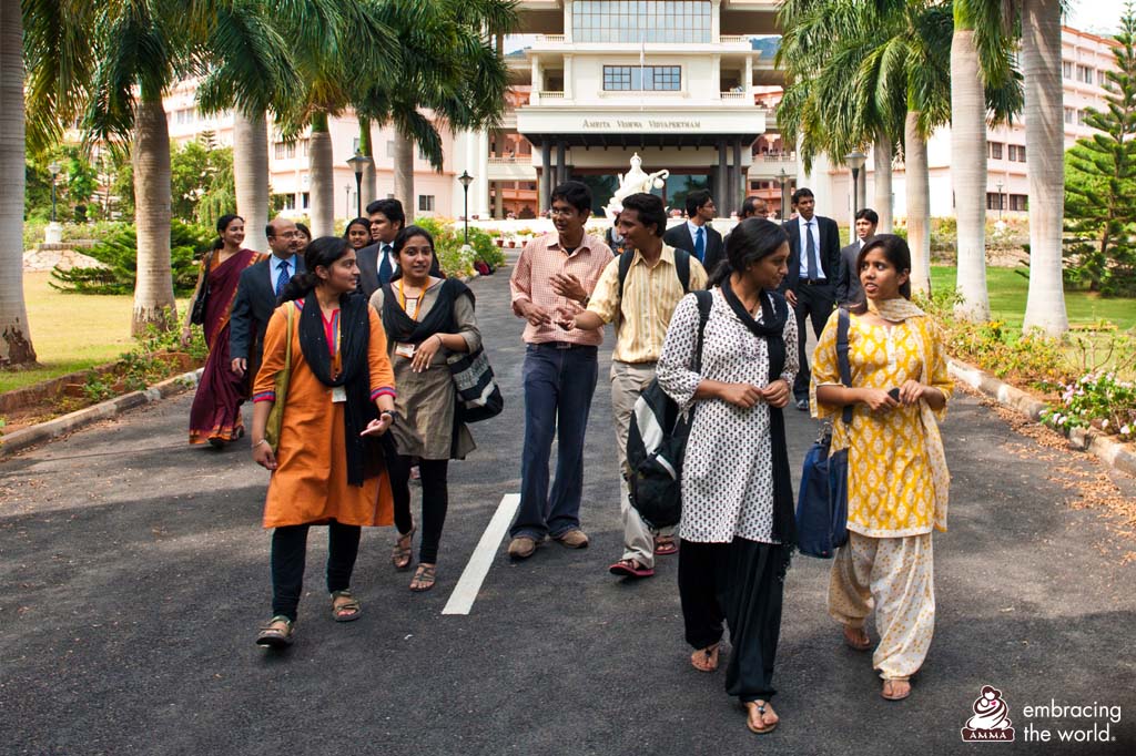 Students walk on campus