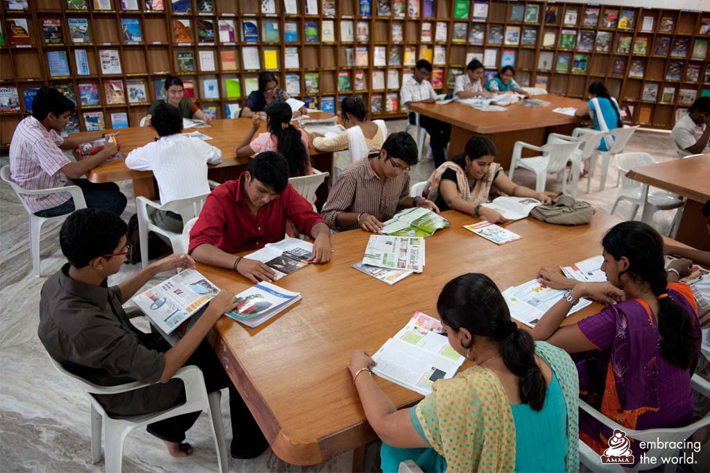 Students study in library