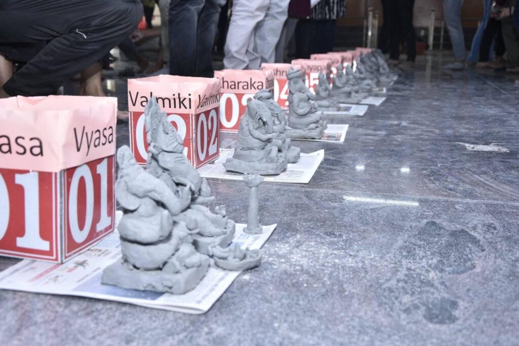 row of Ganesh statues