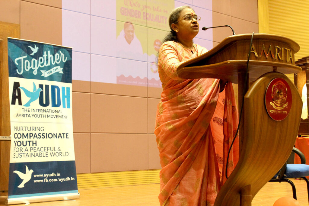 Mrs. Anitha Unnithan speaks to students