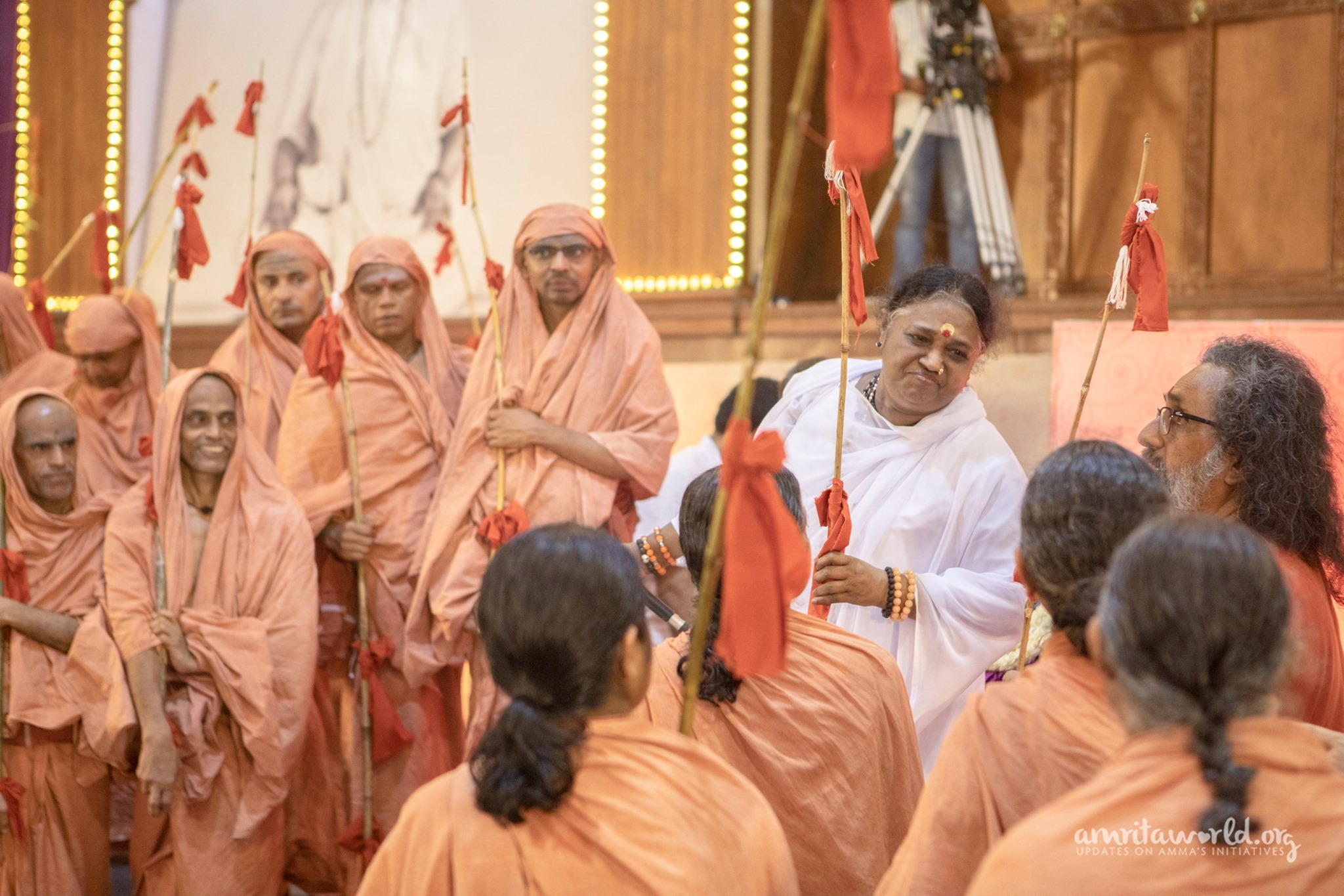 Amma, seats on her peetcham as she oversees the Sannyasa and Brahmacharya Initiation