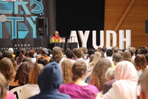 Swamiji speaks at an AYUDH summit