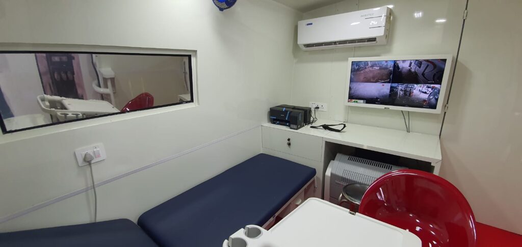 patient bed inside the telemedicine van