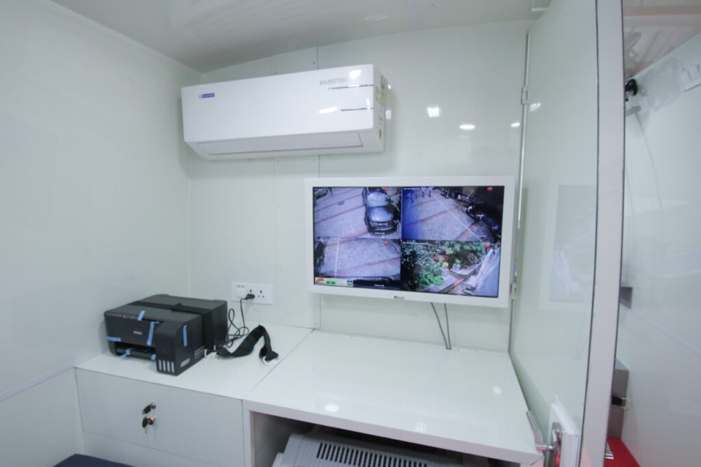 desk work station inside the telemedicine van