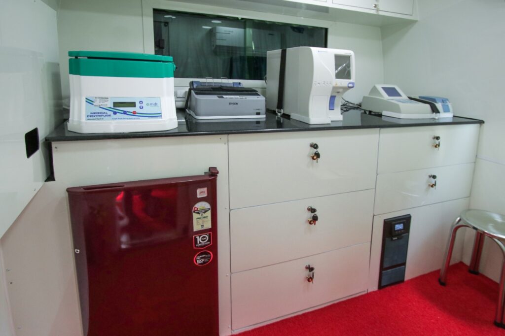 cabinets and storage inside the telemedicine van