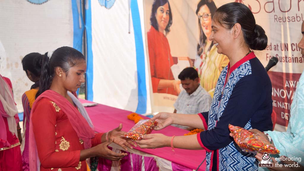 Young girl receives saukyam pads