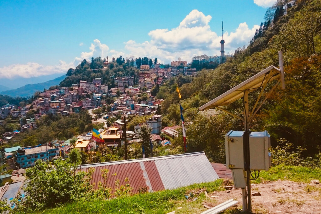 Aerial photo of town in Sikkim