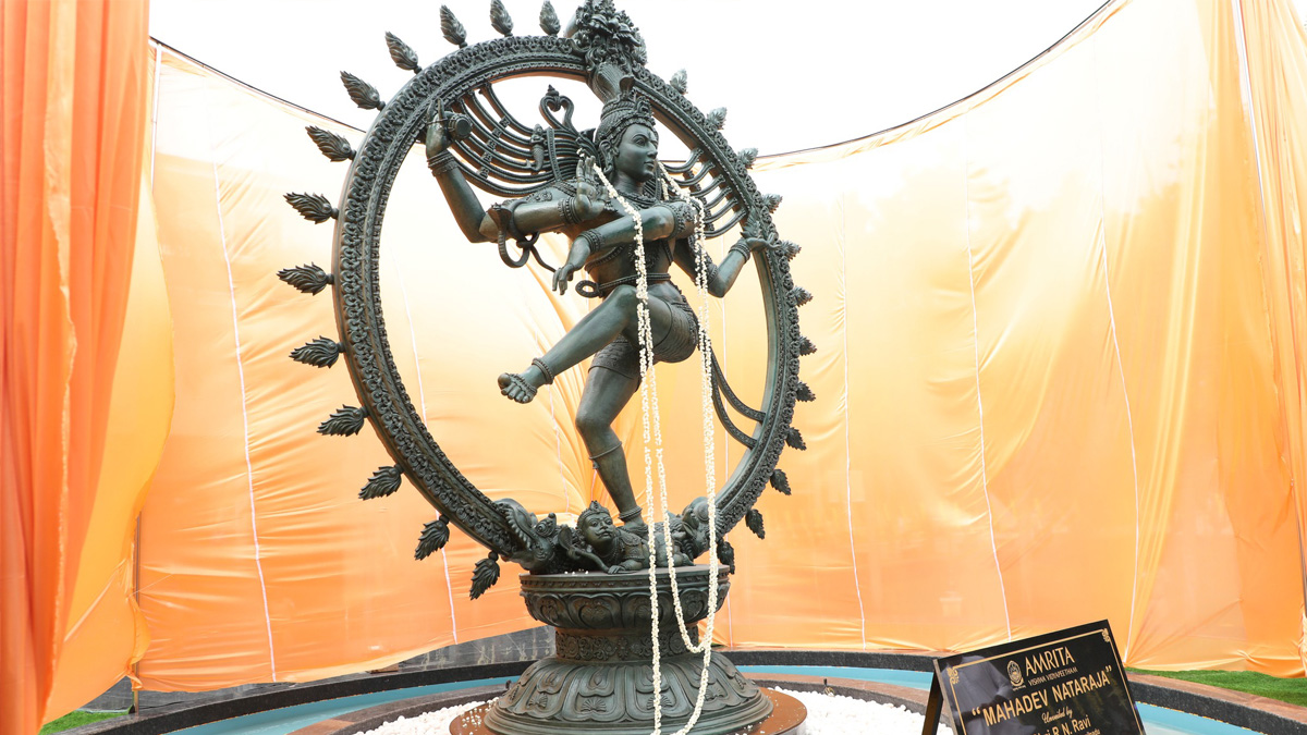 Statue of the Hindu deity Shiva as Nataraja outside CERN in Geneva; the