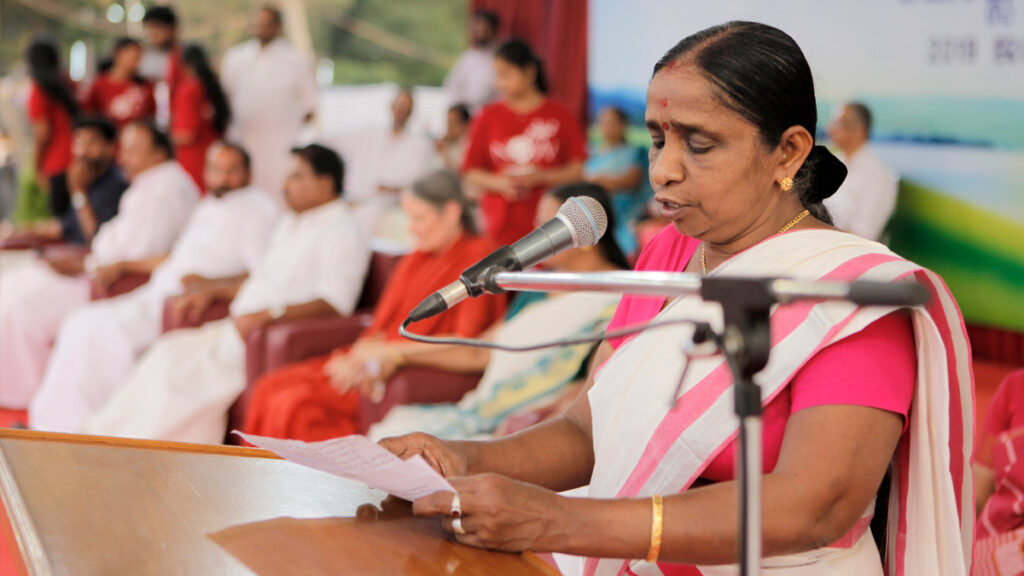 Woman gives a speech