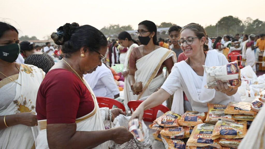 Food, clothing, financial assistance, and grain supplies distributed to the women.