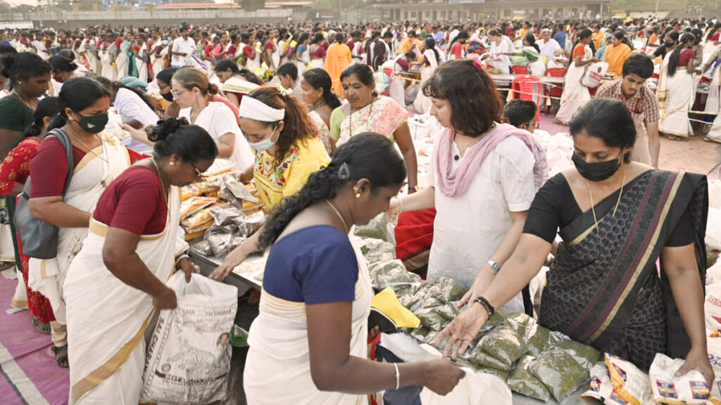 Food, clothing, financial assistance, and grain supplies distributed to the women.