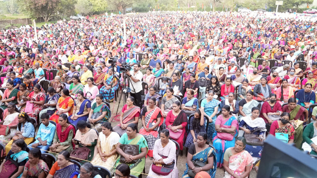 Thousands of women sit for the talks