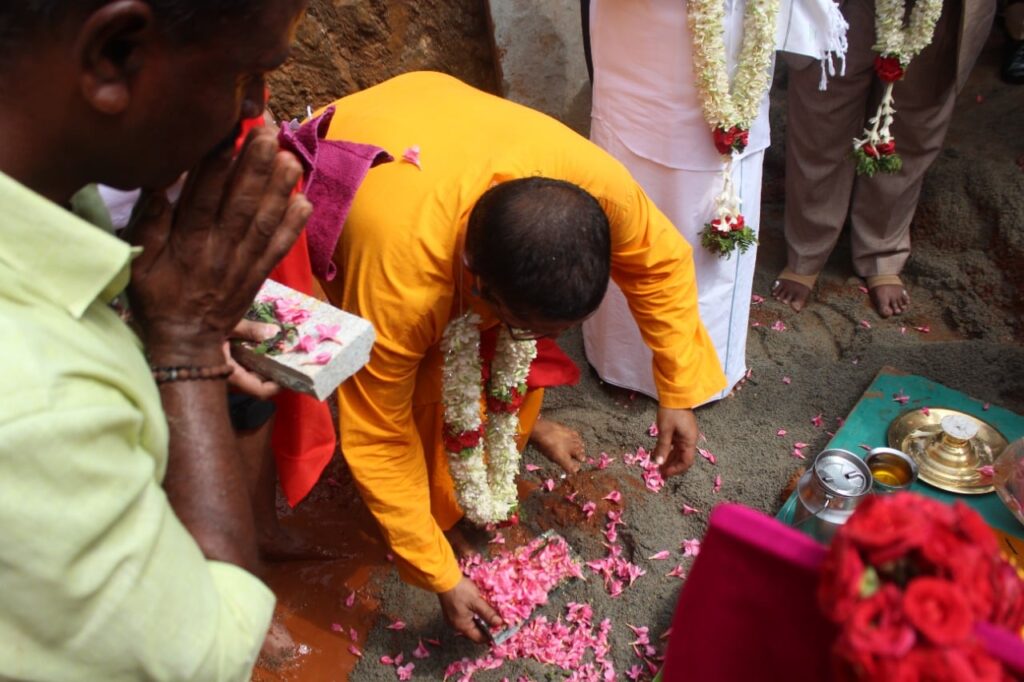 Performing inaugural puja