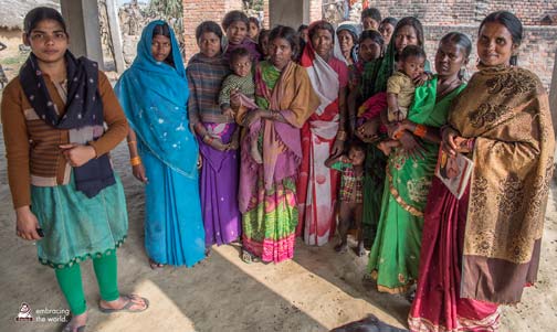 Group of village women stand together