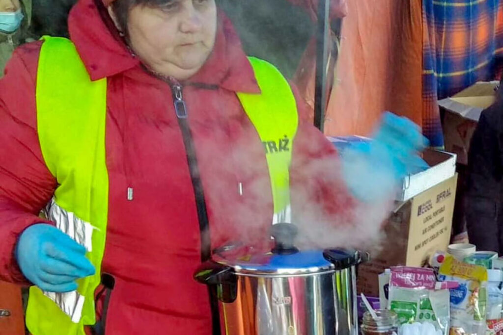 Polish woman making hot drinks