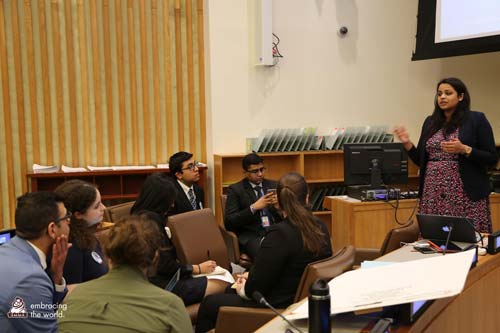 AYUDH members listen to official speaker