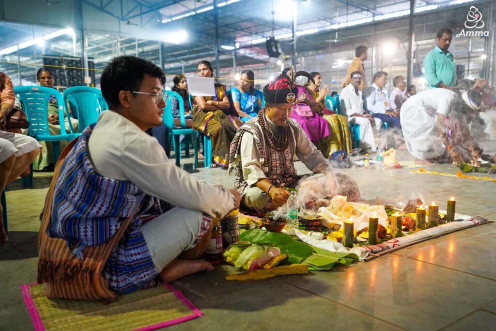 a tribal priest conducts a ceremony from the northeast