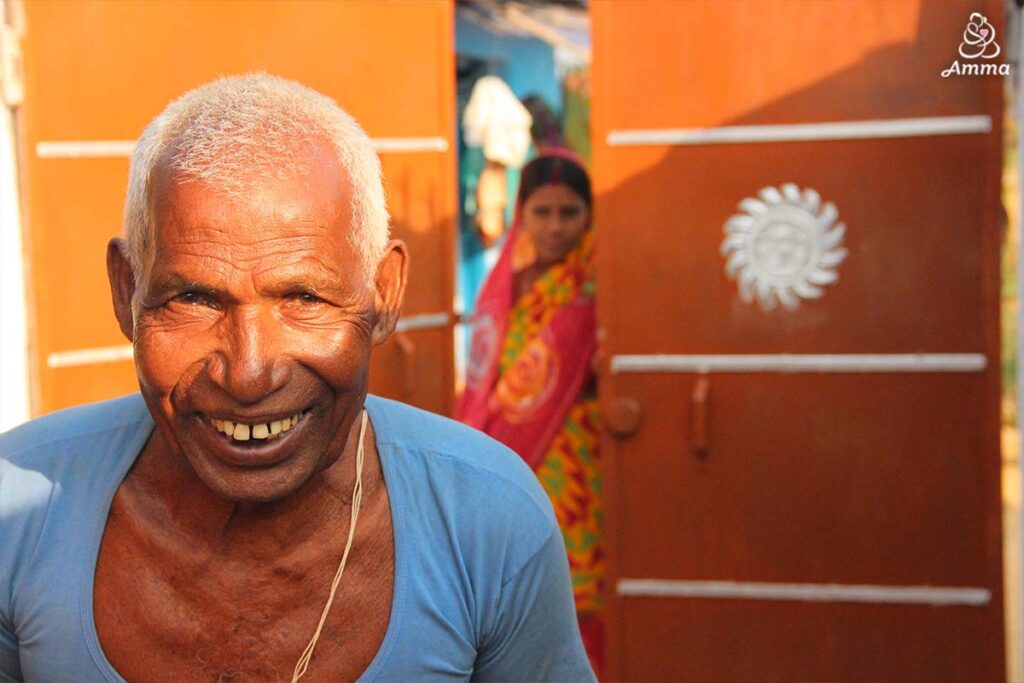 a man smiles