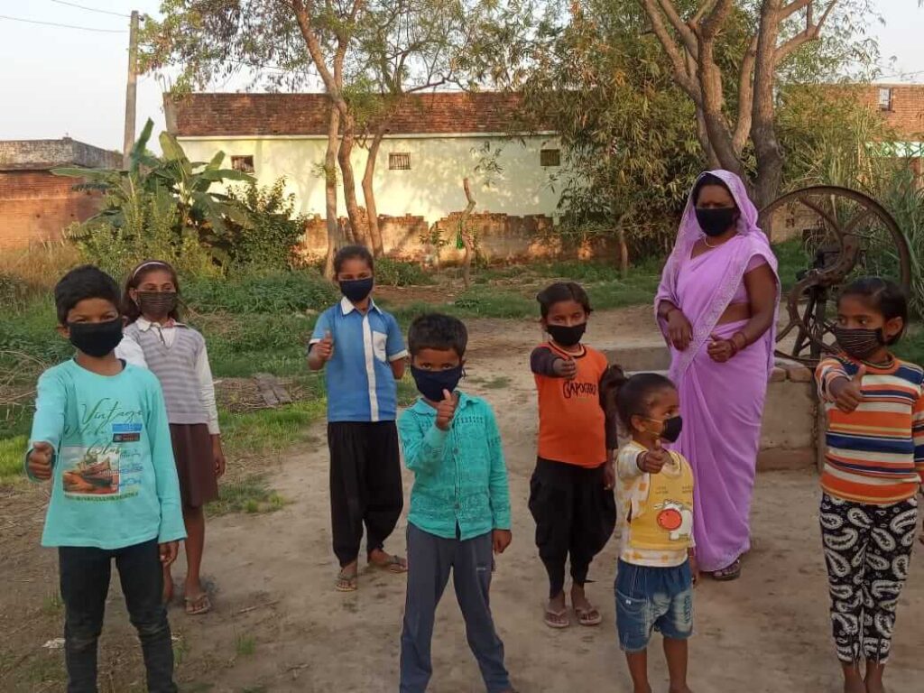 Children wear masks