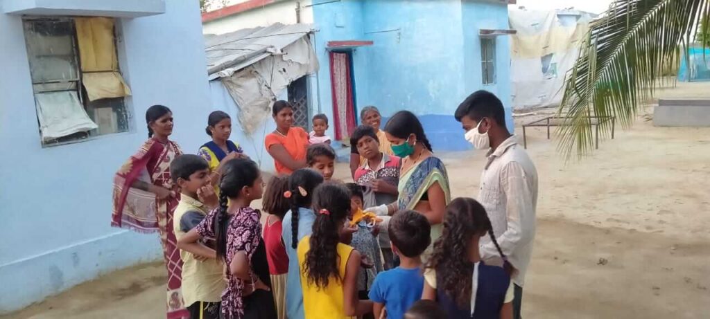 Masks distributed to children