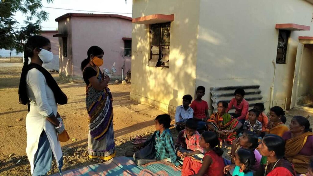 Children learn in outdoor school