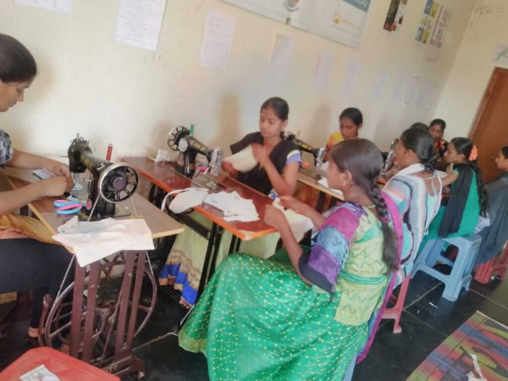 Women making masks 