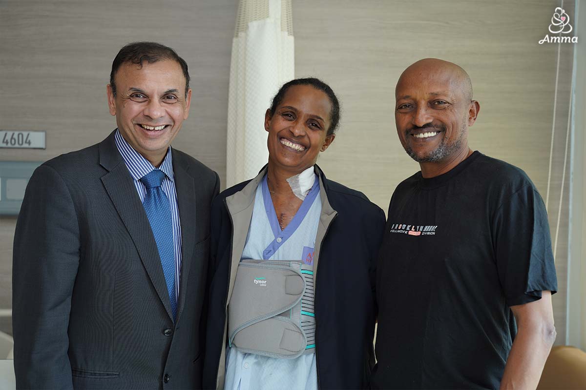 A woman with two doctors