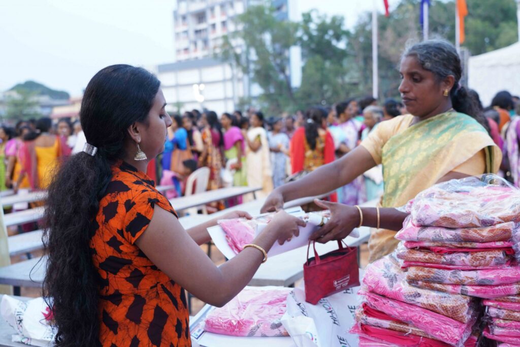 Woman receives free sari