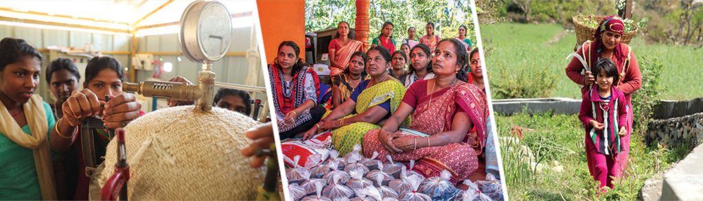 The different photos showing the lives of women in rural India