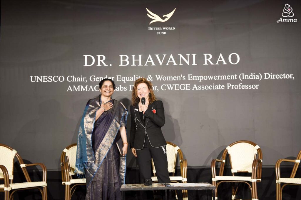 Two women on a stage