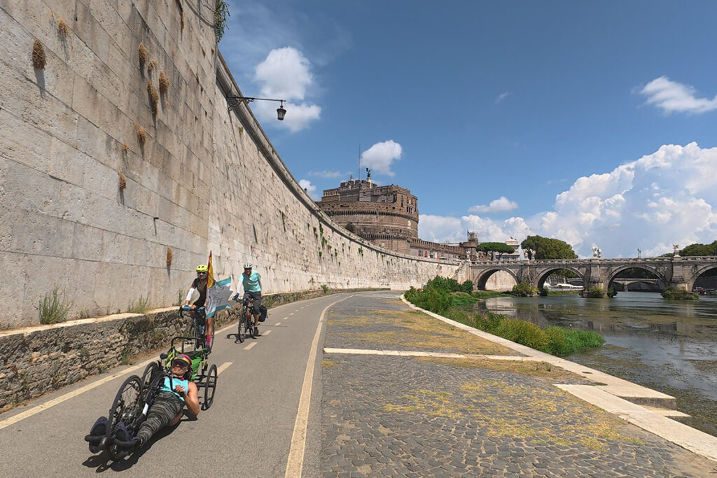 Three cyclists on the road