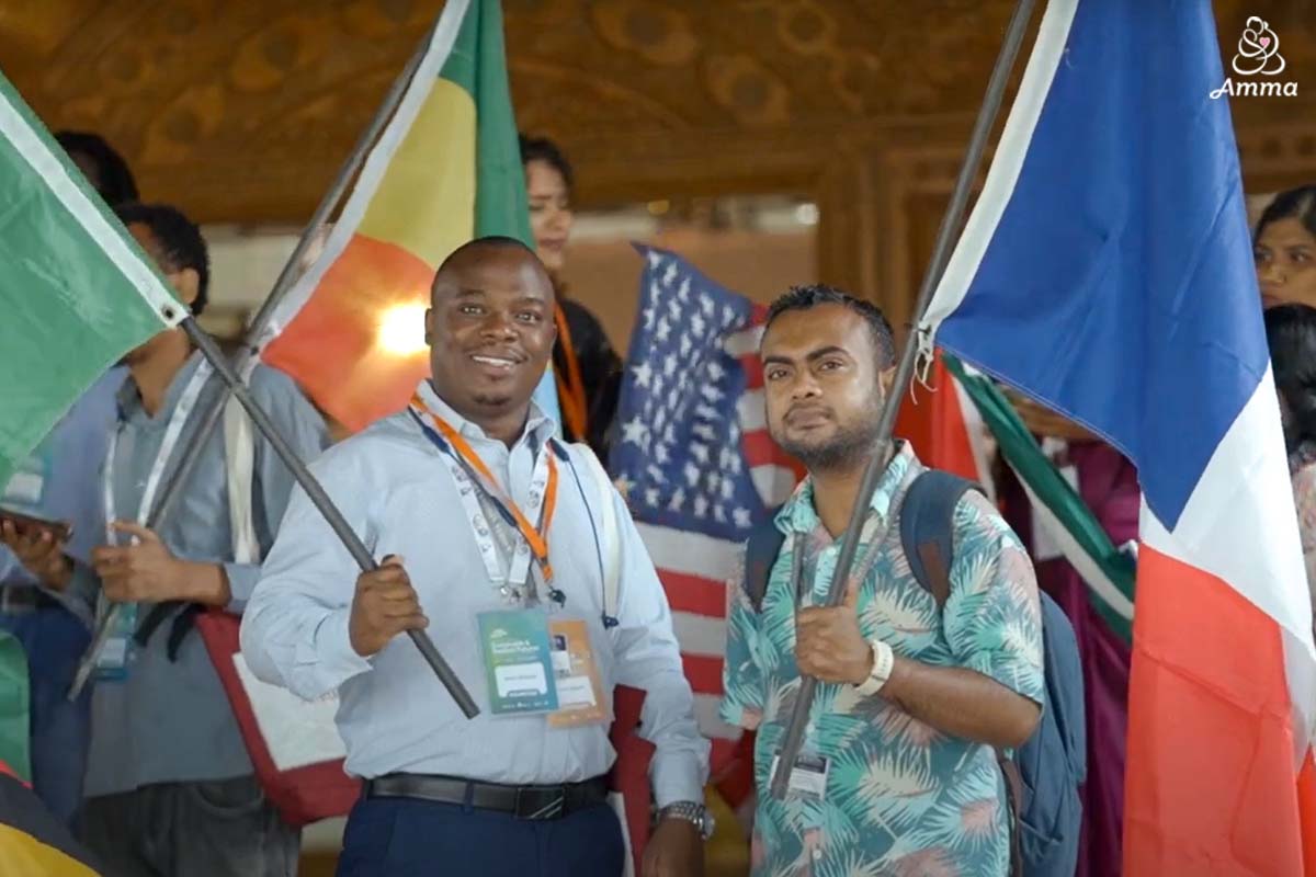 two men with flags