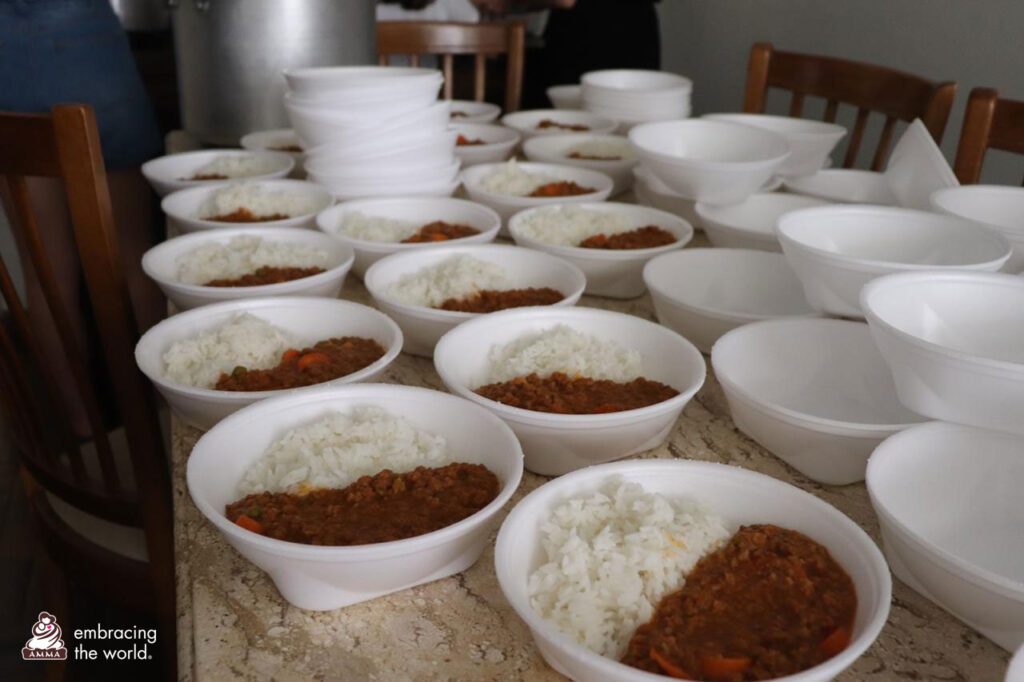 Containers of beans and rice