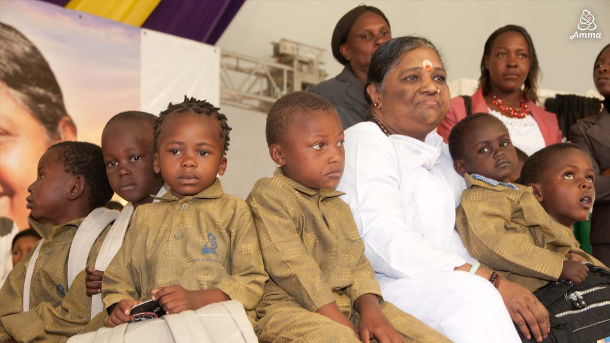 Amma with children in her school in Nairobi