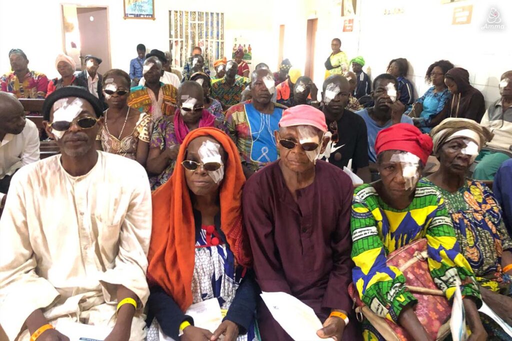 A group of patients after cataract surgery