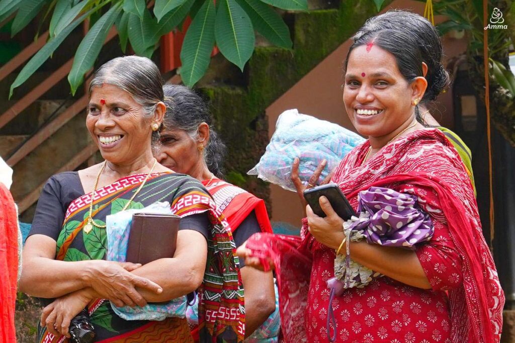 two women with smiling