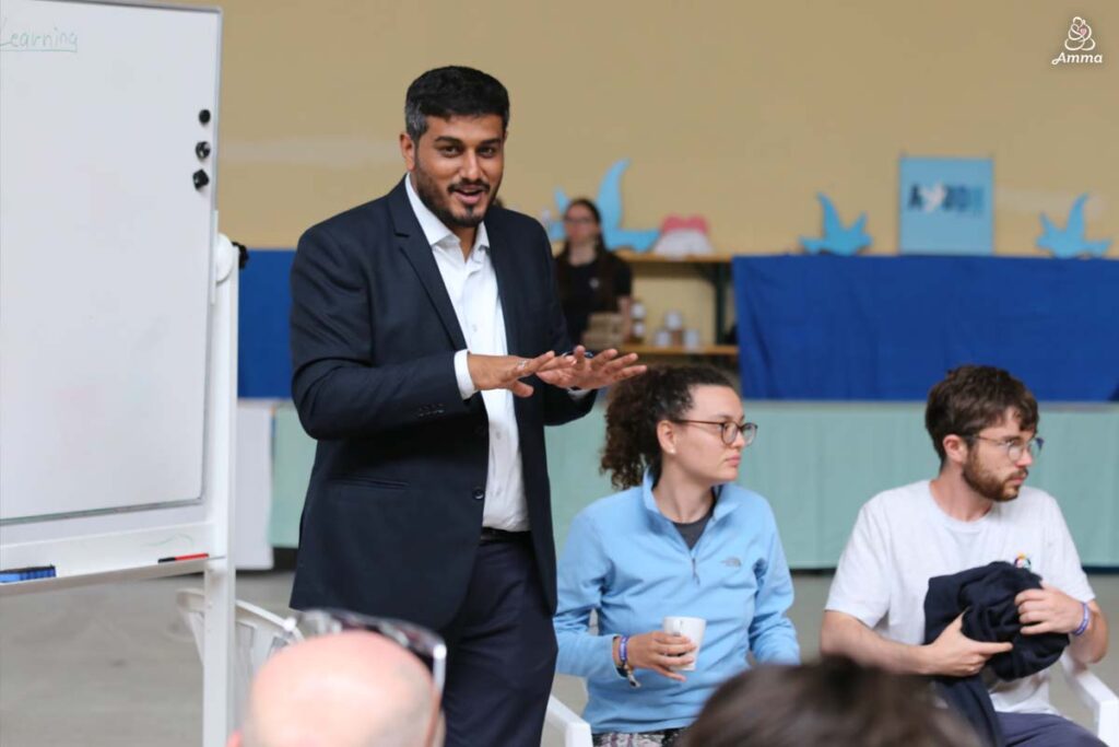 A man speaks to a crowd