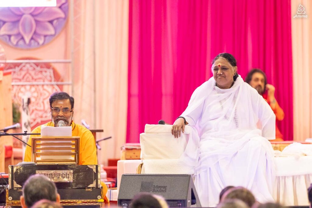 Amma with a brahmachari