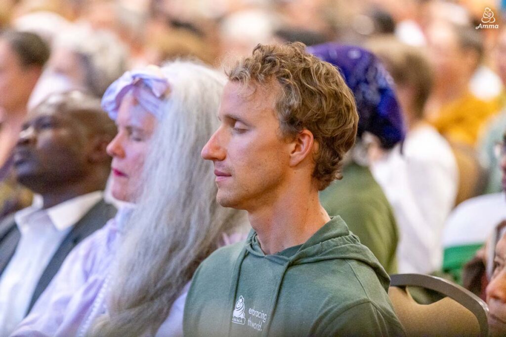 A man meditates