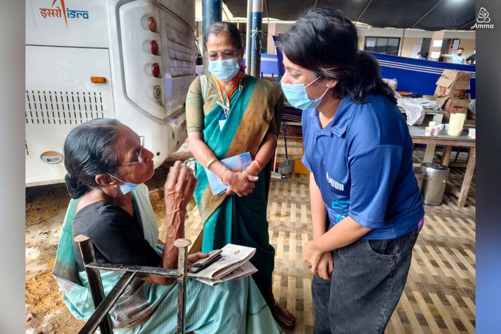 Healthcare worker with an injured woman