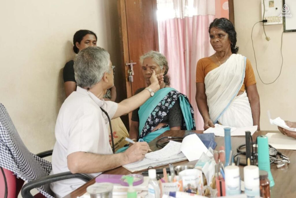 A doctor treats a patient