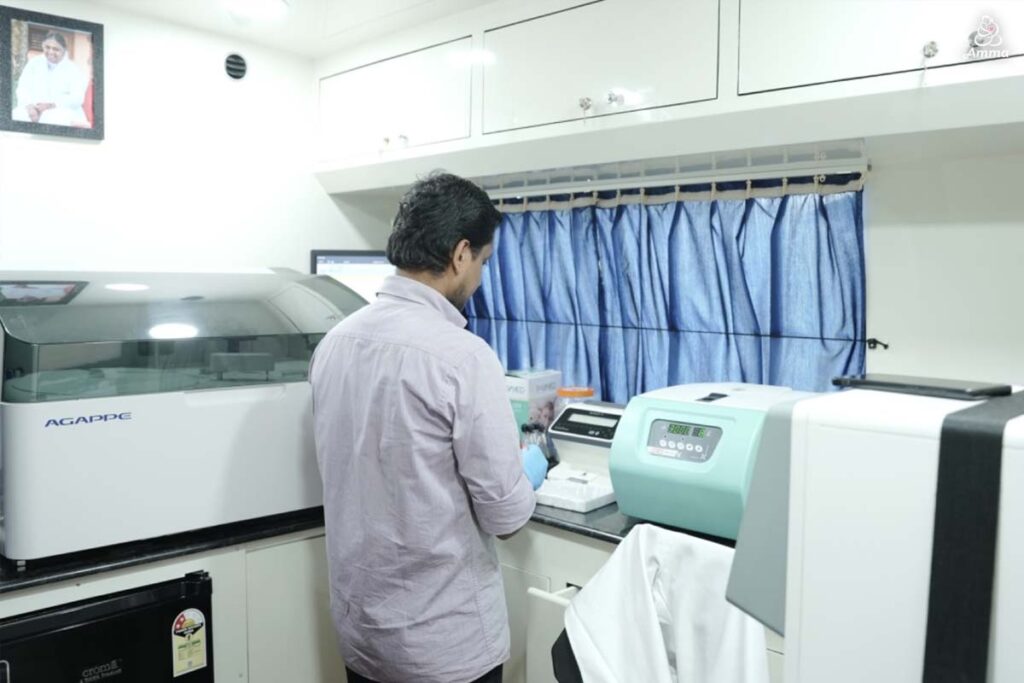 A technician analyses a test