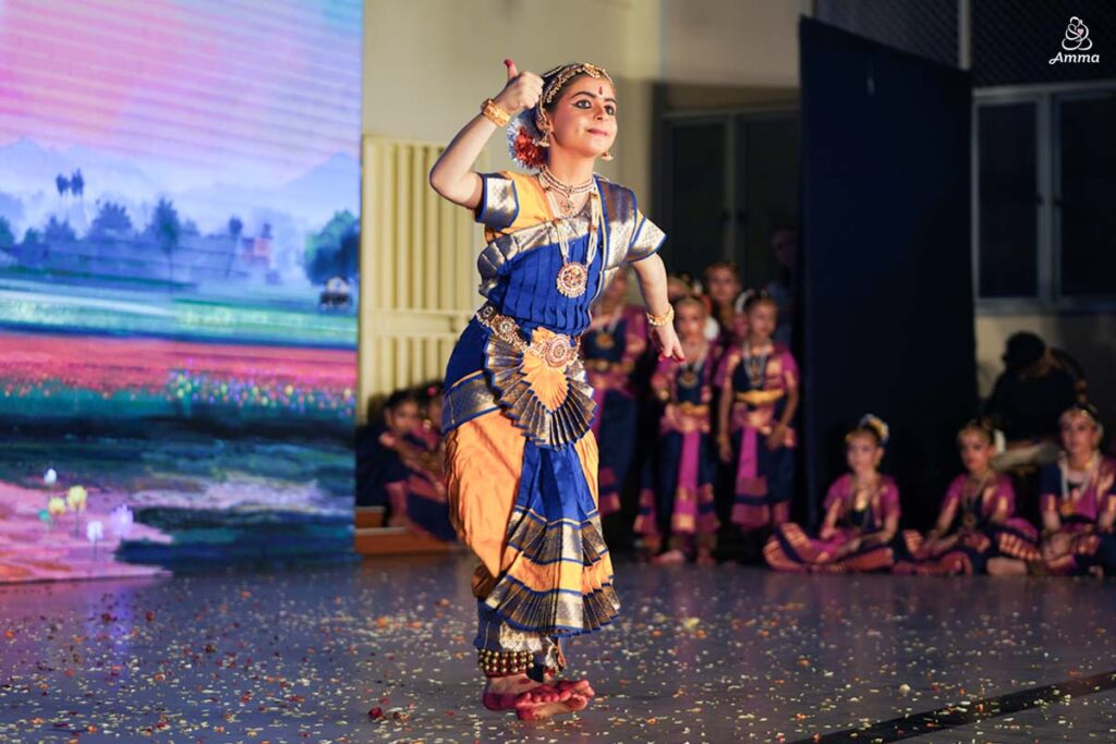 A girl dances Bharatnatyam