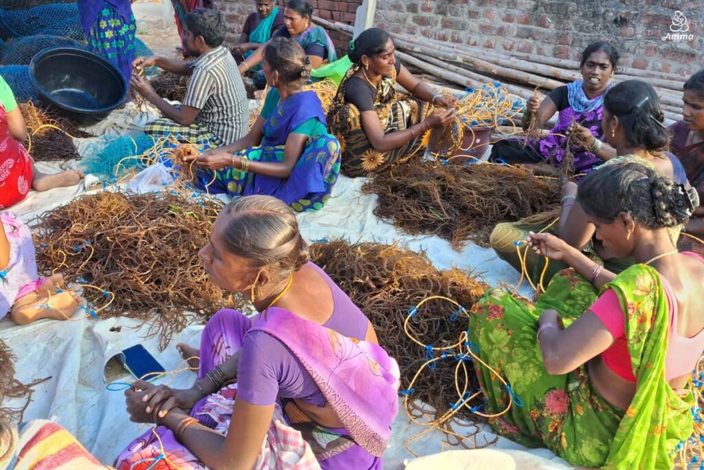 women sorting seaweed
