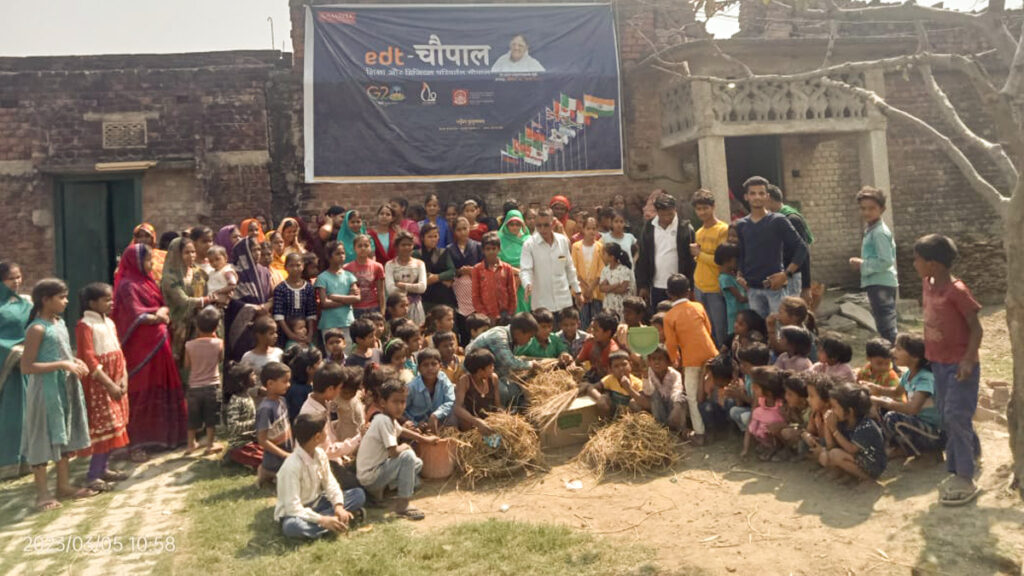 A school of children prepare to clean in Bihar