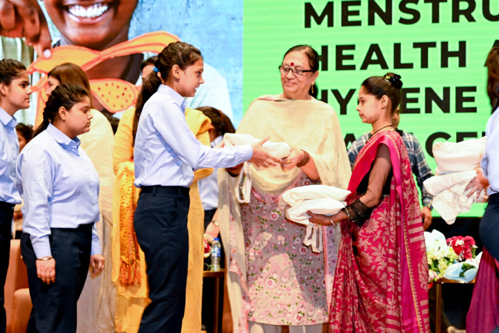 Girls receive menstrual health kits