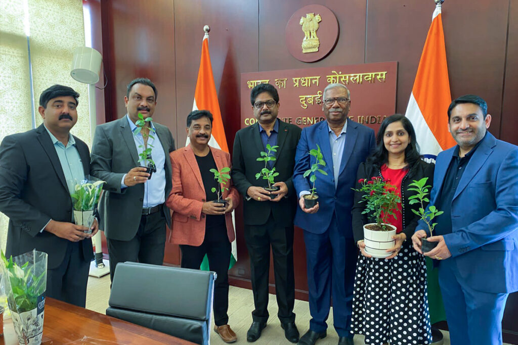 WMC's chapter in the Middle East and Amrita Kudumbam UAE initiated Vishu Thaineetham by gifting a sapling to the Consulate General of India in Dubai.